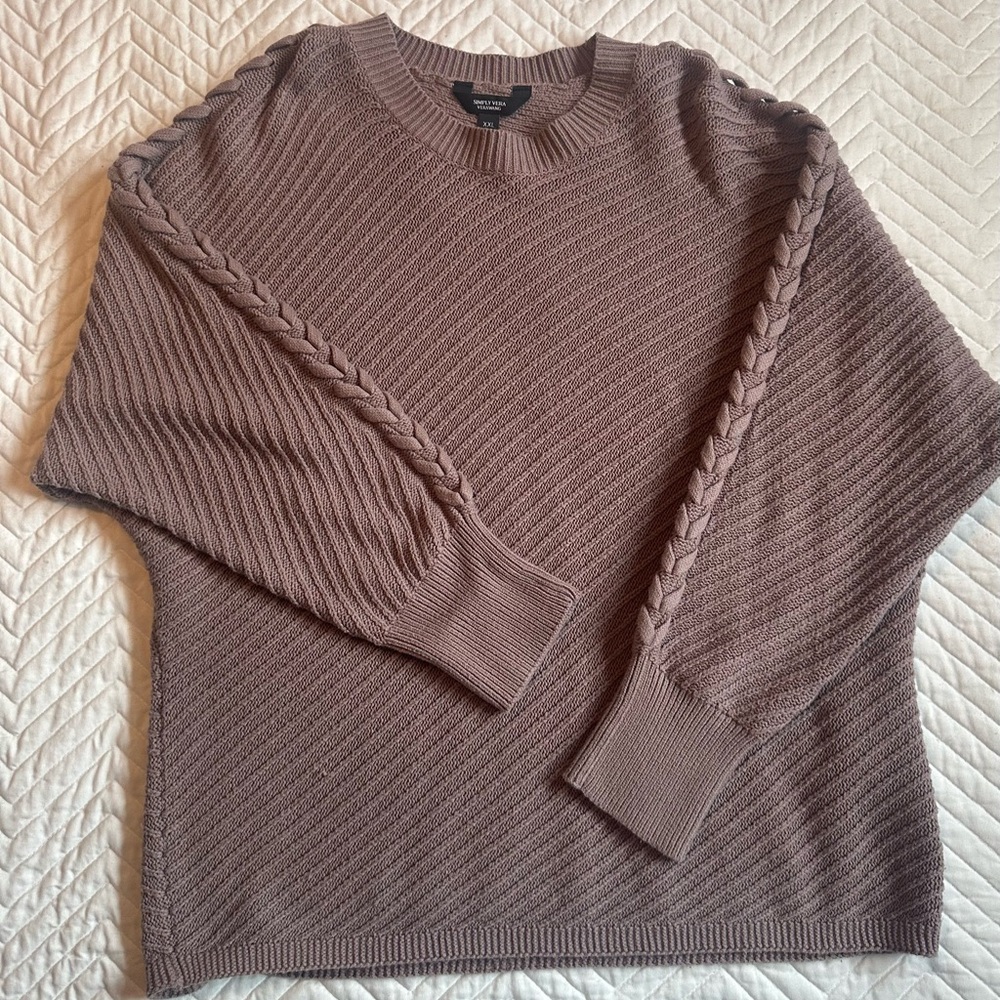 Simply Vera Vera Wang Women’s Gray/Taupe Crewneck Sweater